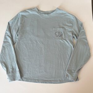 ivory ella Light Blue Long Sleeve Pocket Tee with Elephant Patch
